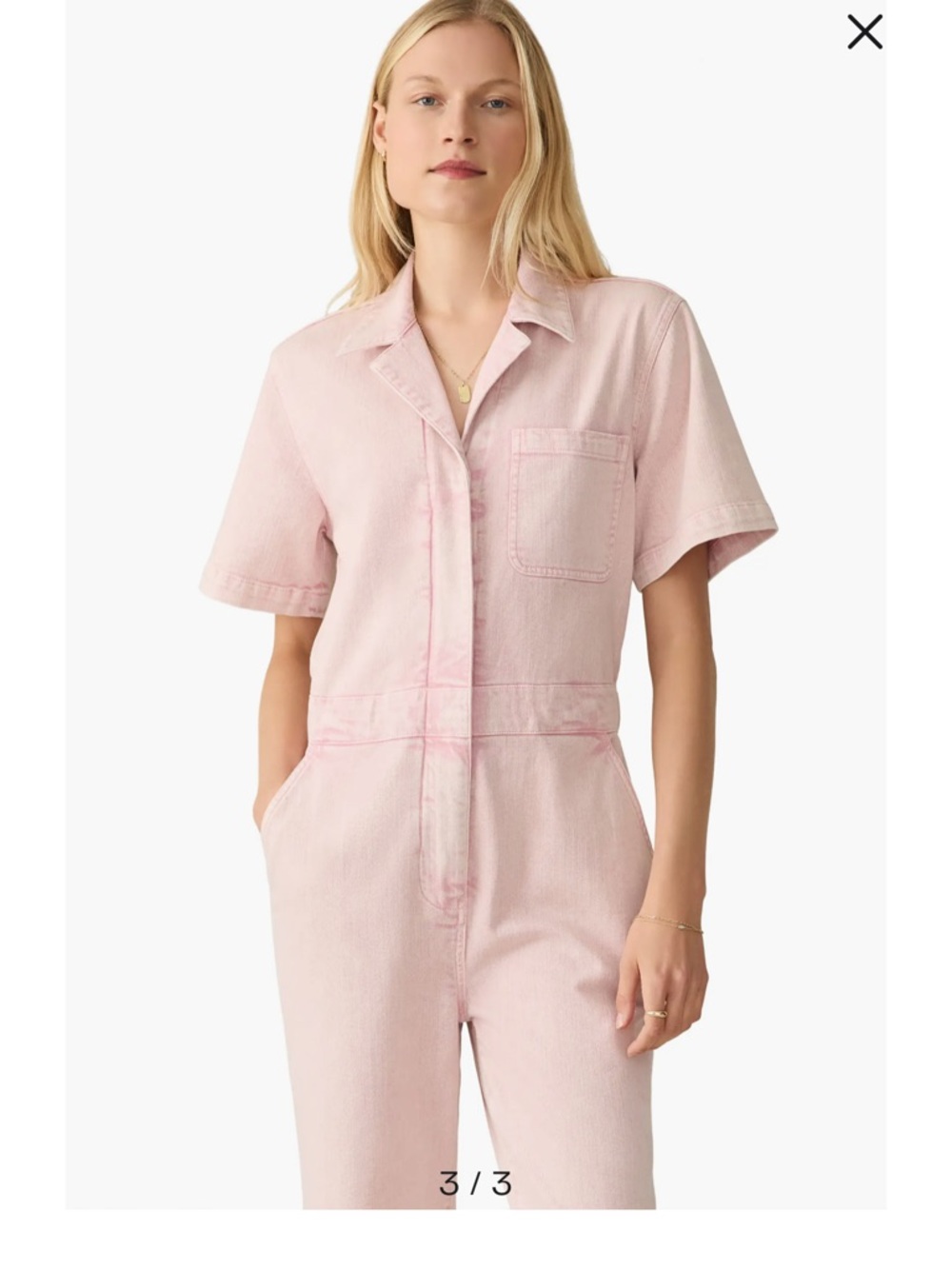 Faherty Pink Denim Jumpsuit